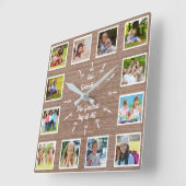 Quote from 12 Grandchildren Wooden Photo Collage スクエア壁時計 (傾斜)