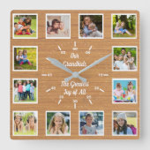 Quote from 12 Grandchildren Wooden Photo Collage  スクエア壁時計 (正面)