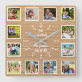 Quote from 12 Grandchildren Wooden Photo Collage  スクエア壁時計 (正面)