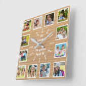 Quote from 12 Grandchildren Wooden Photo Collage  スクエア壁時計 (傾斜)