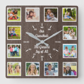 Quote from 12 Grandchildren Wooden Photo Collage スクエア壁時計 (正面)
