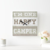 Quote | I'm One Happy Camper スクエア壁時計 (ホーム)