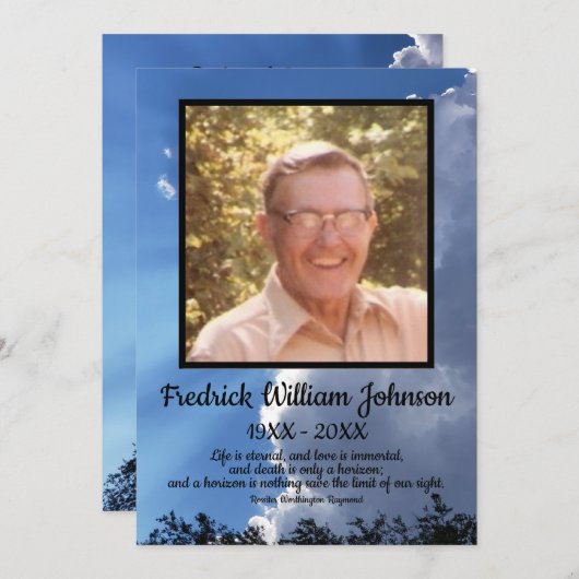 Quote Photo Cloud Background Funeral  Program プログラム (正面/裏面)