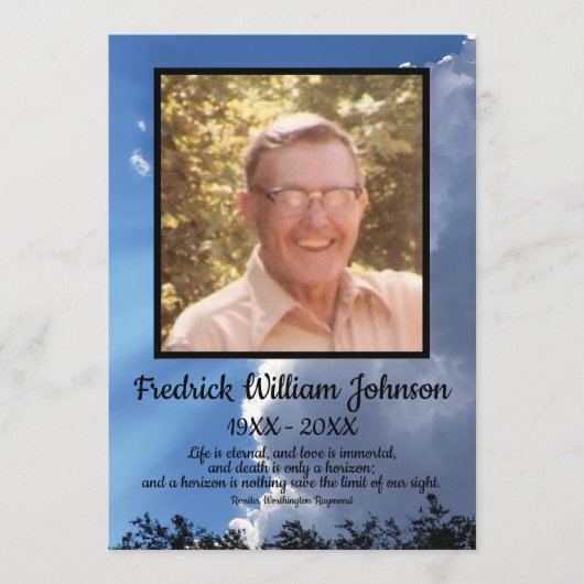 Quote Photo Cloud Background Funeral  Program プログラム (正面)