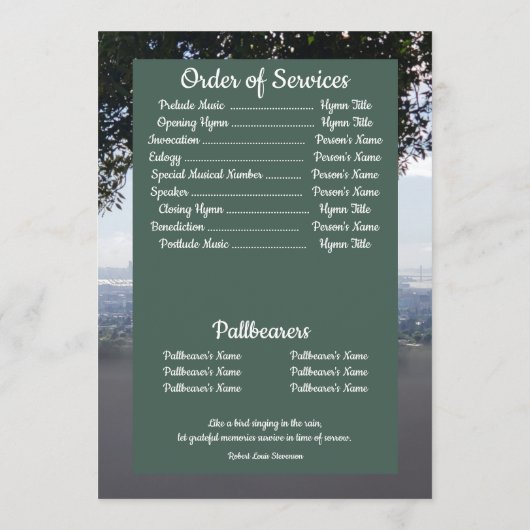 Quote Photo San Francisco Background Funeral  プログラム (裏面)