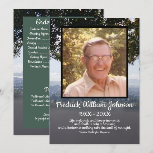 Quote Photo San Francisco Background Funeral プログラム (正面/裏面)