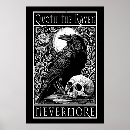 Quoth the Raven - Nevermore - Edgar Allan Poe art ポスター (正面)