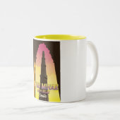 Qutub Minar New Delhi India旅行ポスター ツートーンマグカップ (正面右)