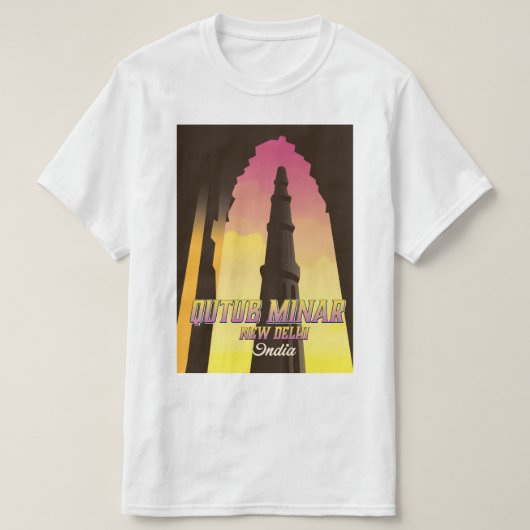 Qutub Minar New Delhi India旅行ポスター Tシャツ (デザイン正面)