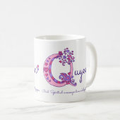QuyenまたはQイニシャル名(ピンクアートマグを意味) コーヒーマグカップ (正面右)