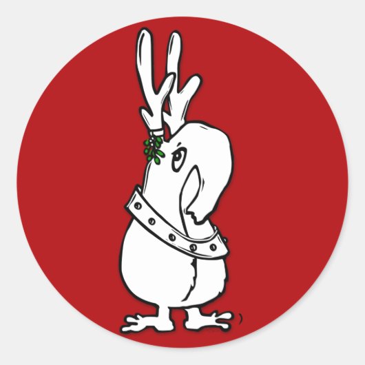 Qwirky Reindeer、あなたの封筒を封じる。 ラウンドシール (正面)