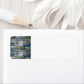 QWL_BluePatchworkQuiltスクラップブック作りテキスタイルブルー ラベル (インサイチュ)