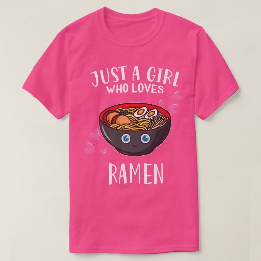 Rおもしろいを愛す女の子だけ日本のでラーメン好き Tシャツ (デザイン正面)