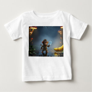 Rでバナナの謎を調査する探偵モンキー ベビーTシャツ