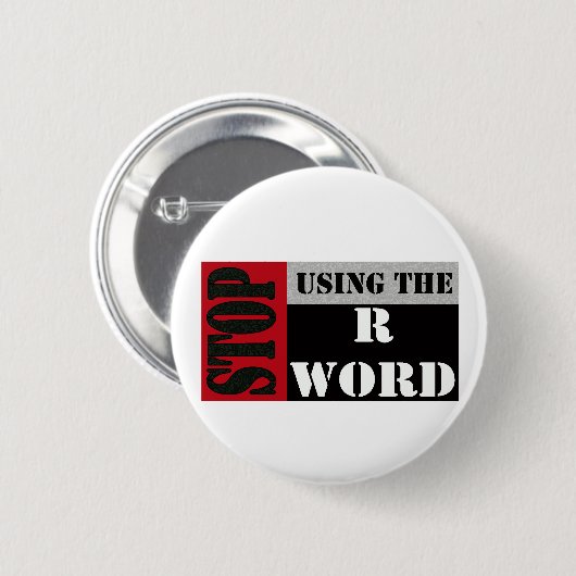 Rの単語ボタンを使用して停止 缶バッジ (正面&裏面)