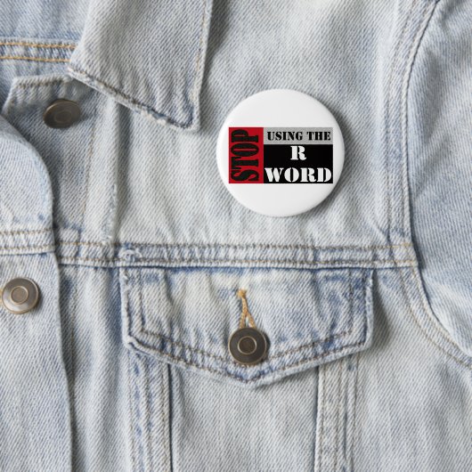 Rの単語ボタンを使用して停止 缶バッジ (インサイチュ)