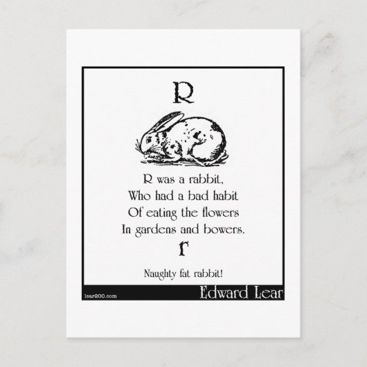 Rはウサギでした, ポストカード (正面)