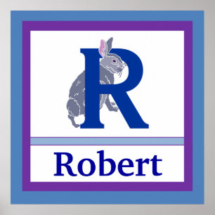 RはRabbitとBoy Name Wall Artの略子供へ ポスター
