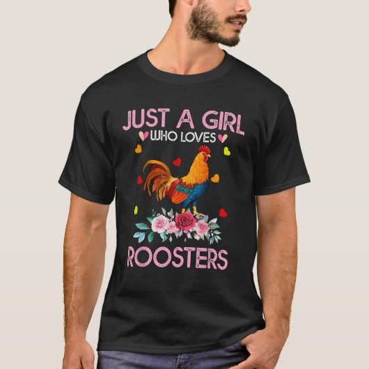 Rを愛する女の子だけの女性のためのRooster Tee Tシャツ (正面)