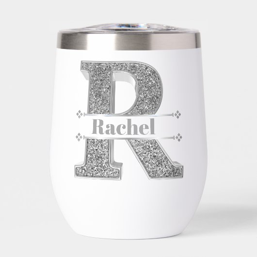 Rイニシャルパーソナライズされたシルバーモノグラムあなたの名前 (正面)