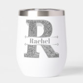 Rイニシャルパーソナライズされたシルバーモノグラムあなたの名前 (背面)