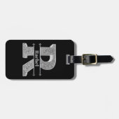 Rイニシャルパーソナライズされたシルバーモノグラムあなたの名前 ラゲッジタグ (正面横)