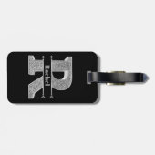 Rイニシャルパーソナライズされたシルバーモノグラムあなたの名前 ラゲッジタグ (裏面横)