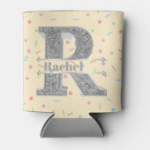 Rイニシャルパーソナライズされたシルバーモノグラムあなたの名前 缶クーラー (正面)