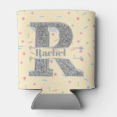 Rイニシャルパーソナライズされたシルバーモノグラムあなたの名前 缶クーラー (裏面)