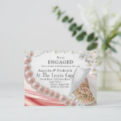 Rシルク&パール婚約Inv招待状はがき インビテーションポストカード (スタンド正面)