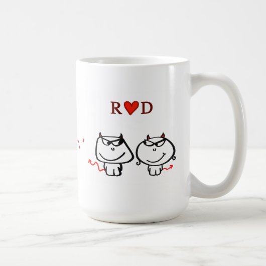 "RハートD (1匹のイニシャルだけ) "の コーヒーマグカップ (右)