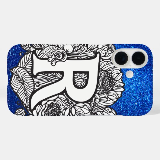 Rパーソナライズされた文字のエレガントフローラグリッター Case-Mate iPhoneケース (裏面 (横))