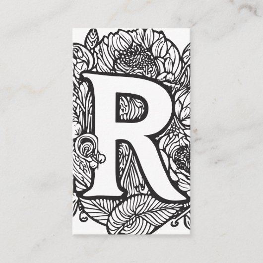 Rフローラモノグラムの白黒の会社のロゴ 名刺 (正面)