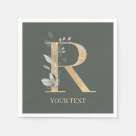 Rモノグラムフローラ パーソナライズされた スタンダードカクテルナプキン