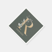 Rモノグラムフローラ パーソナライズされた スタンダードカクテルナプキン (角)