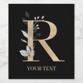 Rモノグラムフローラ パーソナライズされた ワインラベル (シングルラベル)