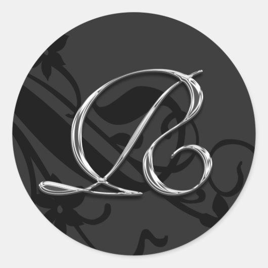 Rモノグラム文字結婚の封筒用シールシール ラウンドシール (正面)