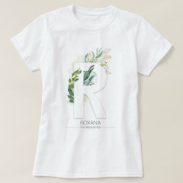 Rモノグラム金ゴールドグリ葉ーネリエレガントー Tシャツ