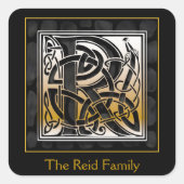 Rモノグラム「ブラックストーン」デザイン封筒用シール スクエアシール (正面)