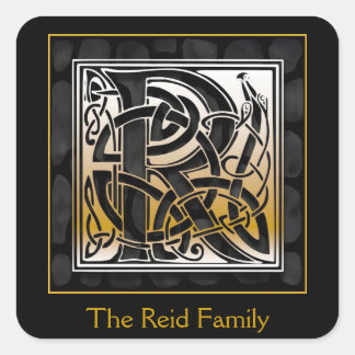 Rモノグラム「ブラックストーン」デザイン封筒用シール スクエアシール