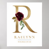 Rレターモノグラムネームマルサラフローラ子供部屋 ポスター (正面)