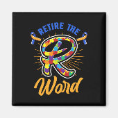 Rワードダウン症候群と自閉症意識を終わらせる マグネット (正面)