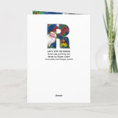 R文字/赤いリボンモノグラム付きサンタクロース シーズンカード (裏面)