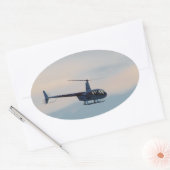 R赤と白44ヘリコプター 楕円形シール (封筒)