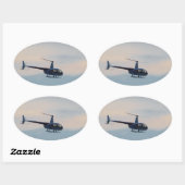 R赤と白44ヘリコプター 楕円形シール (シート)