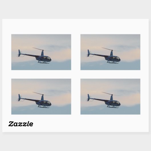 R赤と白44ヘリコプター 長方形シール (シート)