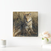 R15 コヨーテが横になる スクエア壁時計 (ホーム)