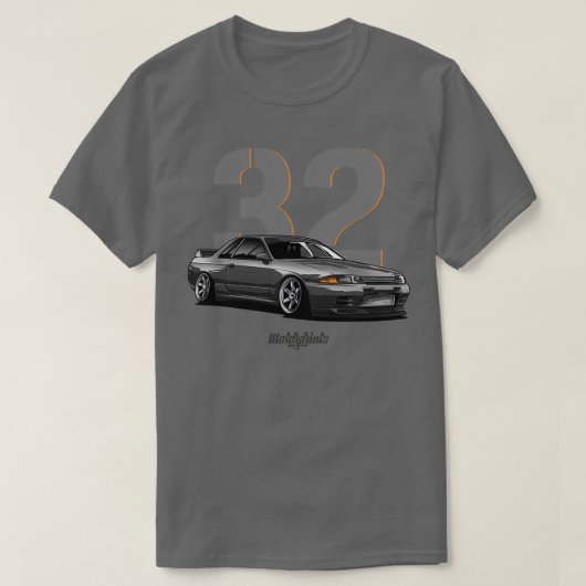 R32 GTRグレーTShirt Tシャツ (デザイン正面)