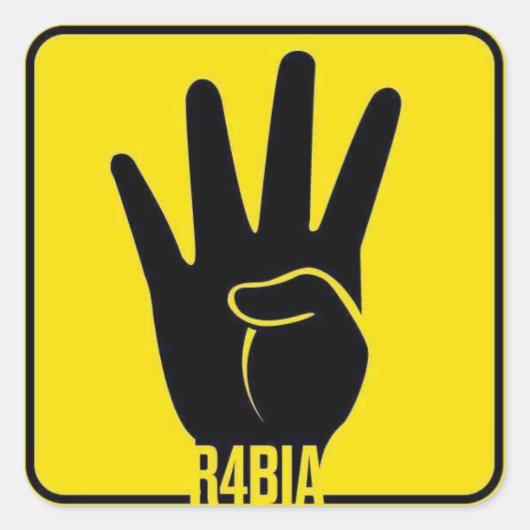 R4BIA, free Egypt, Stop Killing Innocents スクエアシール (正面)