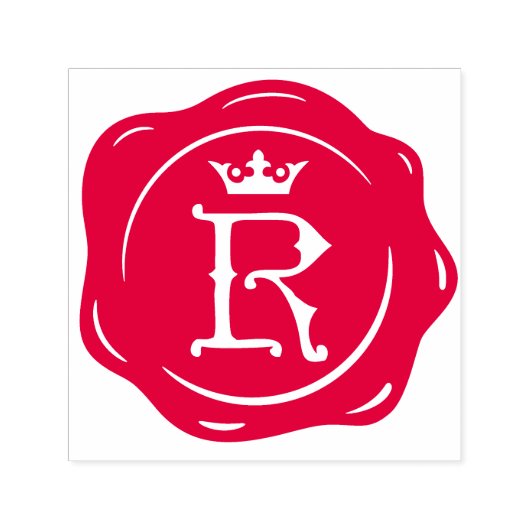R -アンティークワックスシールゴシック王冠イニシャル文字 セルフインキングスタンプ (デザイン)